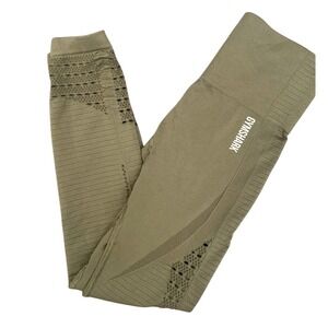 Gymshark Energy Seamless High Rise Laser Cut Olive Green See‎ Measurements